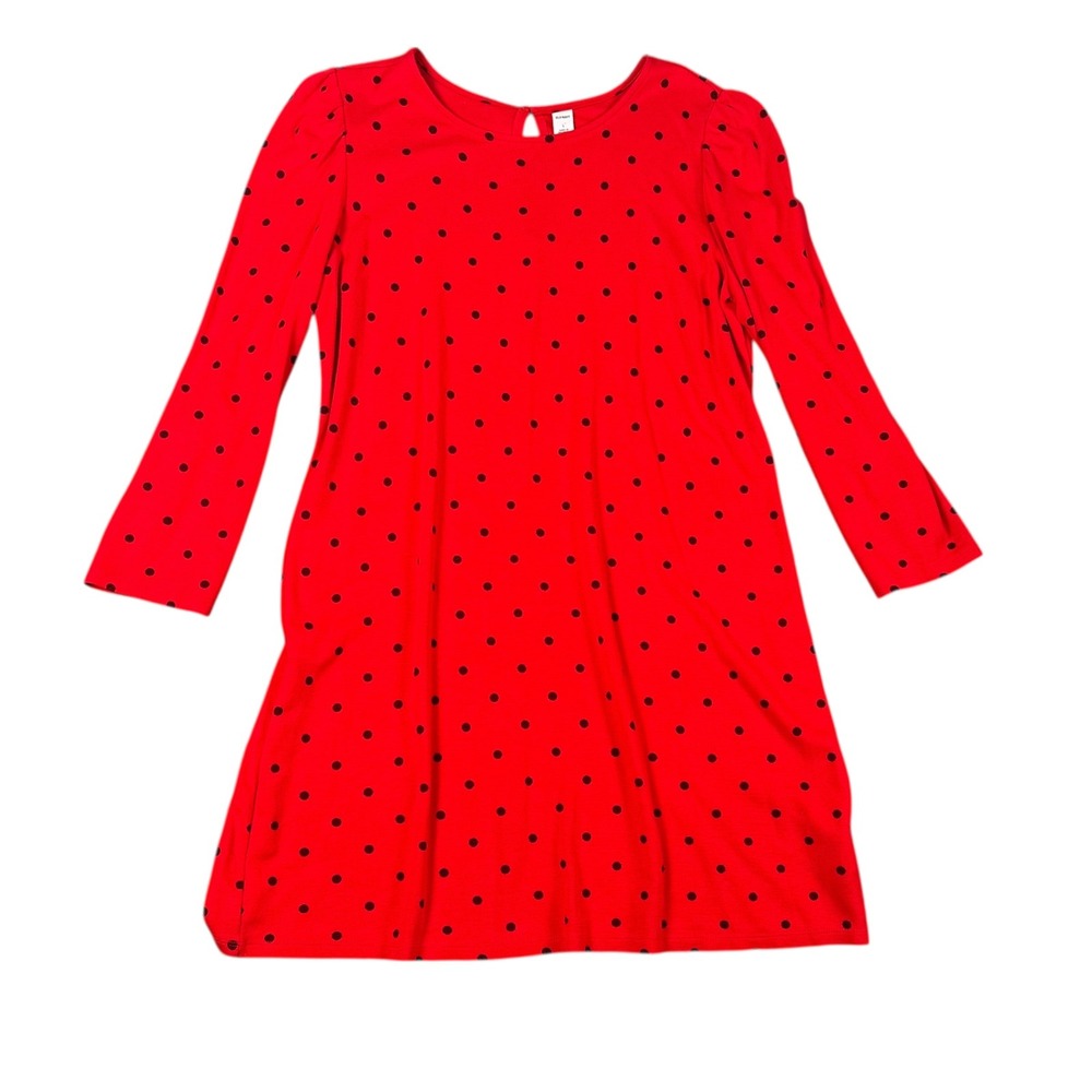 Old Navy Red Polka Dot Long Sleeve Puff Shoulder Swing Dress Womens Large 722